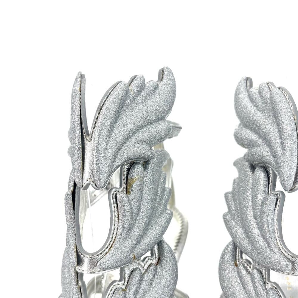 NIB Giuseppe Zanotti Cruel Summer Silver Glitter Wing Strappy Sandals 37 - Picture 10 of 12